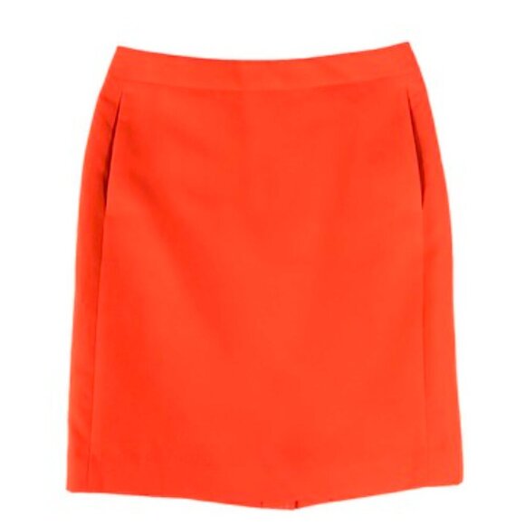 J.Crew Pencil Skirt 2 Neon Orange Officecore Mod Preppy Pop Color - Picture 1 of 6